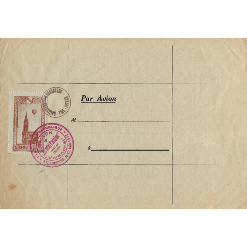 Vignette journée de l'aviation Strasbourg par Ballon N°10a sur gazette des absents.