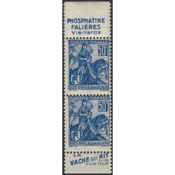 Jeanne d'Arc timbre de France N°257a paire verticale neuf**.