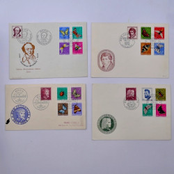 Lot de 150 enveloppes FDC timbres Suisse 1952-1984 en une boite.