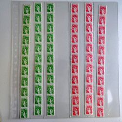Lot de timbres de France bandes de roulettes sur feuilles d'album.