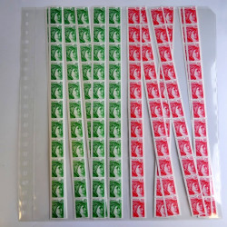 Lot de timbres de France bandes de roulettes sur feuilles d'album.