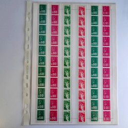 Lot de timbres de France bandes de roulettes sur feuilles d'album.