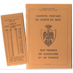 Cachets postaux du Comte de Nice sur timbres de Sardaigne et France, Armand Mathieu.