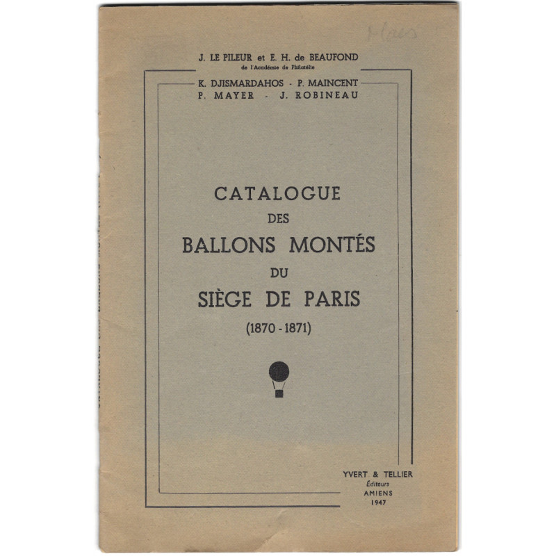 Catalogue des ballons montés du Siège de Paris 1870-1871, Beaufond.