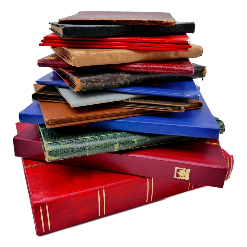 Lot de 15 classeurs petits formats à bandes pour timbres-poste.