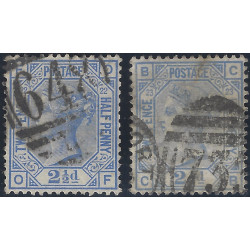Grande Bretagne Victoria timbre N°62 planches 22-23 oblitéré.