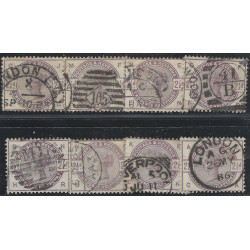 Grande Bretagne Victoria timbre N°79 lot de 8 ex. oblitérés.