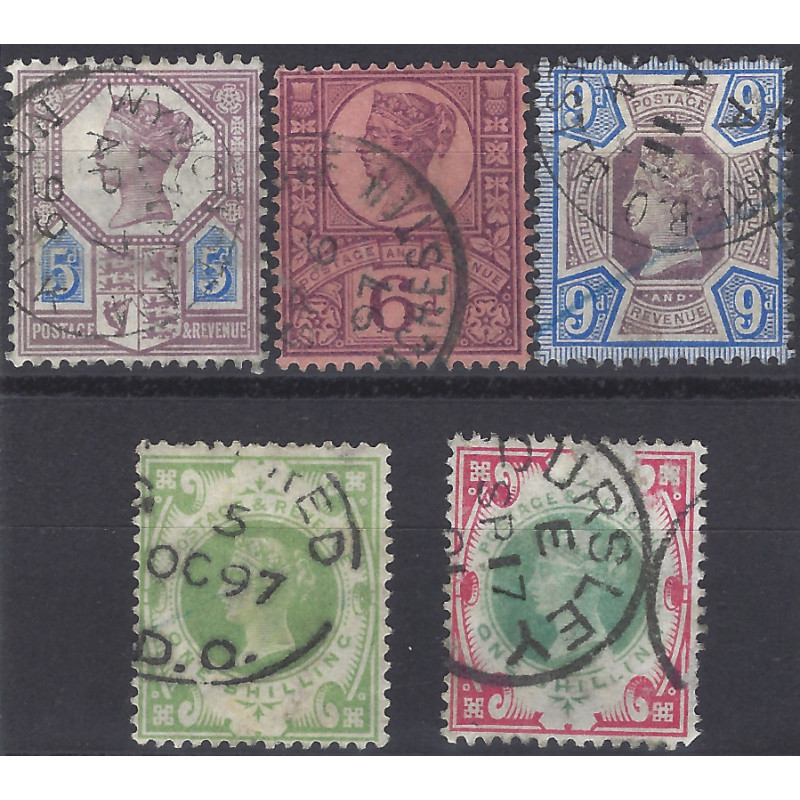 Grande Bretagne Victoria timbres N°99-104 oblitérés.