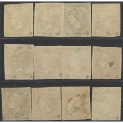 Grèce Mercure timbre N°41 lot de 12 ex. oblitérés pour étude.