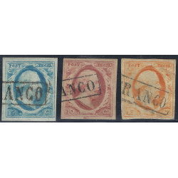 Pays-Bas Guillaume III timbres N°1-3 oblitérés.