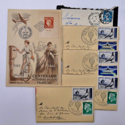 France lot de 150 oblitérations spéciales sur lettres, documents.