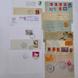 France lot de 150 oblitérations spéciales sur lettres, documents.