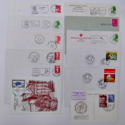 France lot de 150 oblitérations spéciales sur lettres, documents.