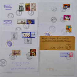 France lot de 150 oblitérations spéciales sur lettres, documents.