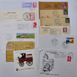 France lot de 150 oblitérations spéciales sur lettres, documents.