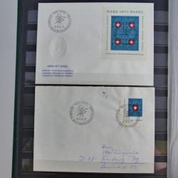 Suisse lot de timbres essais et divers oblitérations en un album.
