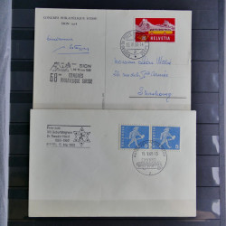 Suisse lot de timbres essais et divers oblitérations en un album.
