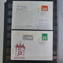 Suisse lot de timbres essais et divers oblitérations en un album.