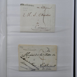 Lot de 75 marques postales Strasbourg période classique en un album.