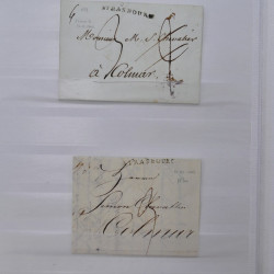 Lot de 75 marques postales Strasbourg période classique en un album.