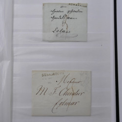 Lot de 75 marques postales Strasbourg période classique en un album.