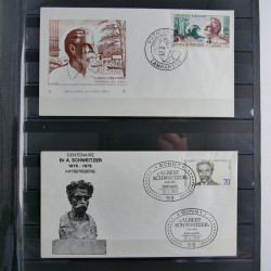 Collection timbres, commémoratifs Albert Schweitzer en un album.