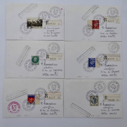 Lot de 38 lettres recommandées avec timbres non dentelés de France.