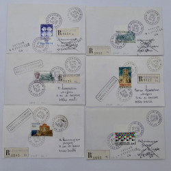 Lot de 38 lettres recommandées avec timbres non dentelés de France.