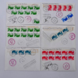 Lot de 38 lettres recommandées avec timbres non dentelés de France.