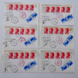 Lot de 38 lettres recommandées avec timbres non dentelés de France.