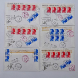 Lot de 38 lettres recommandées avec timbres non dentelés de France.