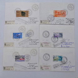 Lot de 38 lettres recommandées avec timbres non dentelés de France.