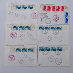 Lot de 38 lettres recommandées avec timbres non dentelés de France.