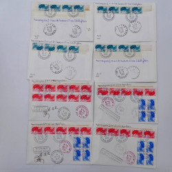 Lot de 38 lettres recommandées avec timbres non dentelés de France.
