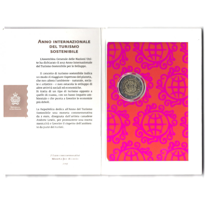 2 euros commémorative Saint Marin 2017 - Tourisme en coffret BU.