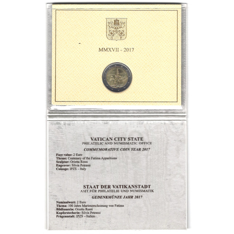 2 euros commémorative Vatican 2017 - Fatima en coffret BU.