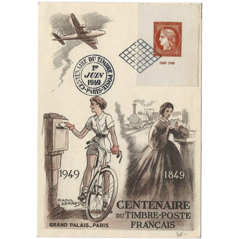 Cérès timbre de France N°841 oblitéré sur carte maximum.