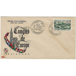 Conseil de l'Europe timbre de France N°923 oblitéré sur FDC.
