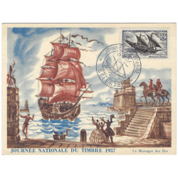 Service maritime postal timbre de France N°1093 oblitéré sur carte maximum.