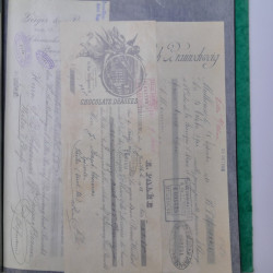 France Alsace lot de 75 documents fiscaux 1897-1913 avec timbres.