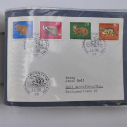 Allemagne lot de +100 lettres, entiers postaux 1873-1977 oblitérés.