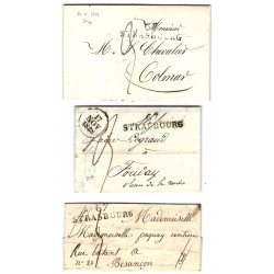 Marque postale 67 Strasbourg N°34a sur 8 plis entre 1824-1829.