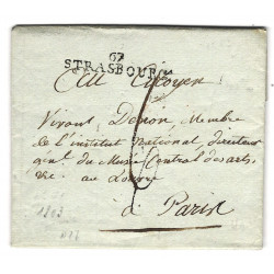 Marque postale 67 Strasbourg N°27 sur 8 plis entre 1796-1803.