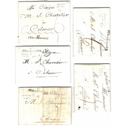 Marque postale 67 Strasbourg N°27 sur 8 plis entre 1796-1803.