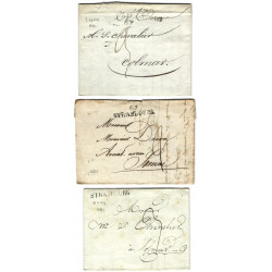 Marque postale 67 Strasbourg N°32 sur 8 plis entre 1814-1826.