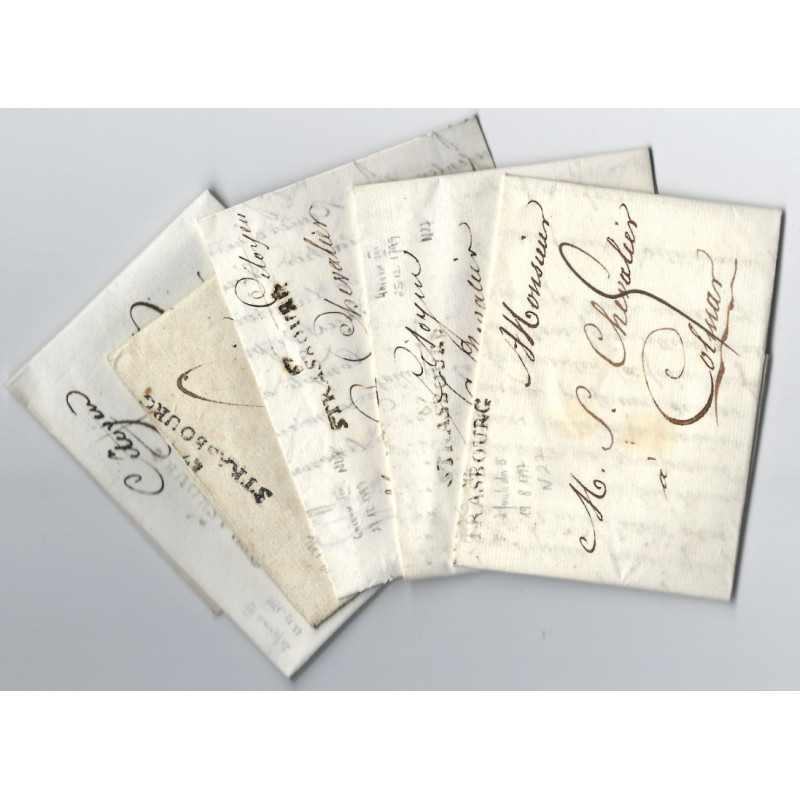 Marque postale 67 Strasbourg N°27 sur 5 plis entre 1796-1799.