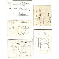 Marque postale 67 Strasbourg N°27 sur 5 plis entre 1796-1799.