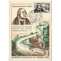 François de Tassis timbre de France N°1054 oblitéré sur carte maximum.