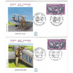 Boucher et Hilz timbres poste aérienne oblitérés sur 2 enveloppes FDC.
