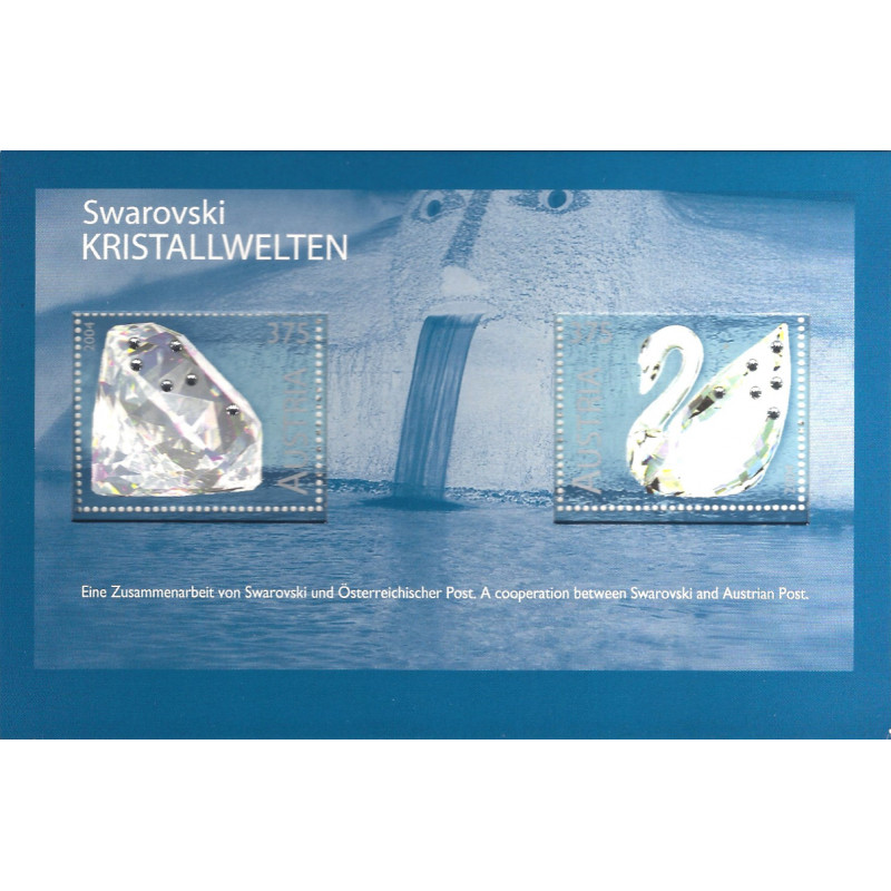 La Cristallerie de Swarovski bloc feuillet de timbres d'Autriche N°30 neuf**.